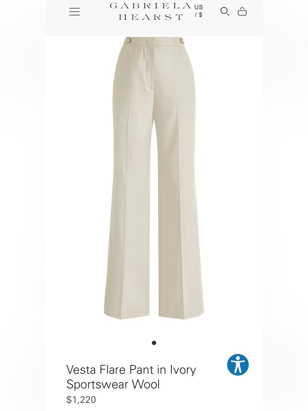 Gabriela Hearst Ivory Wide-Leg Trousers